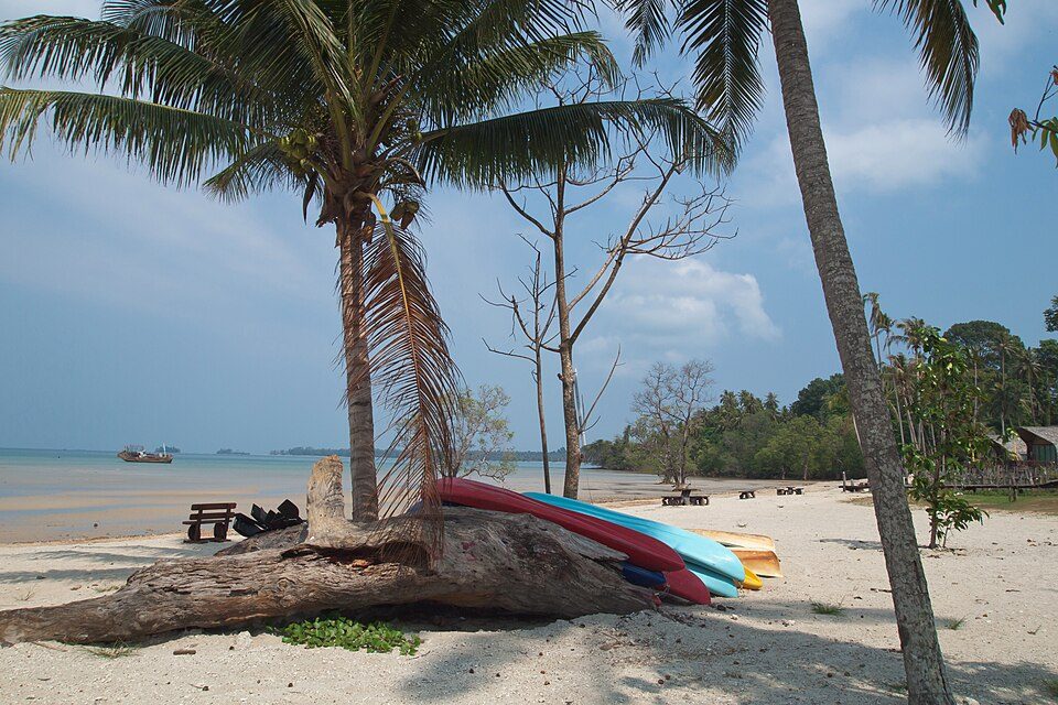 Koh Mak (island), Thailand, Sandy beach with palm trees